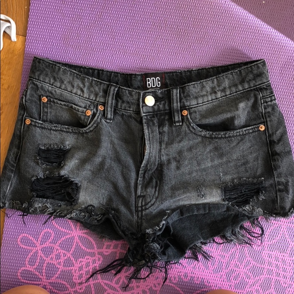 Black jean shorts distressed